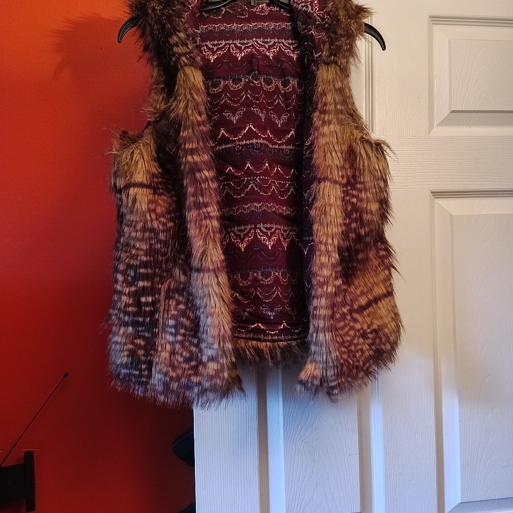Faux vest with hood